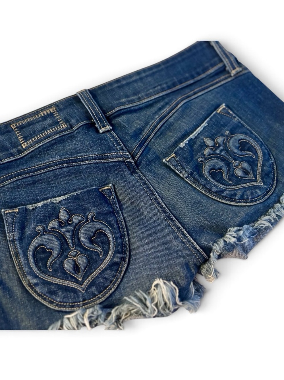 SIWY Camilla Low Rise Distressed Denim Cutoff Micro Shorts Y2K Festival Size 25